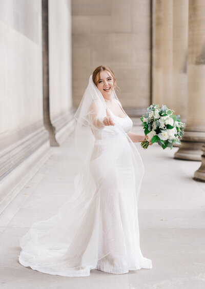 Bridal portrait at Mellon Columns Pittsburgh