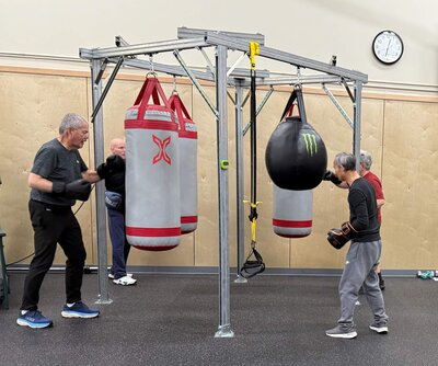 Warriors practice Non-contact boxing in the Parkinson's gym in Eugene. 