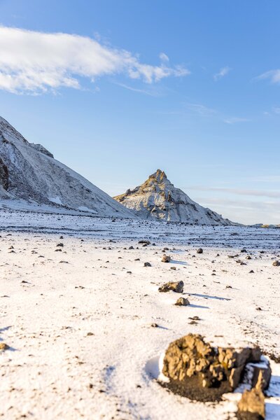A bride and groom stand on a dirt path sharing a kiss. The bride is in a white strapless wedding down and the groom is in a nave blue suit with a pink tie. It is dark out and they are carrying lanterns to light the way. They are surrounded by tall grass and lush green woods.