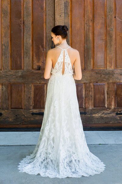 Modern lace racerback wedding dress - Edith Élan bridal designer