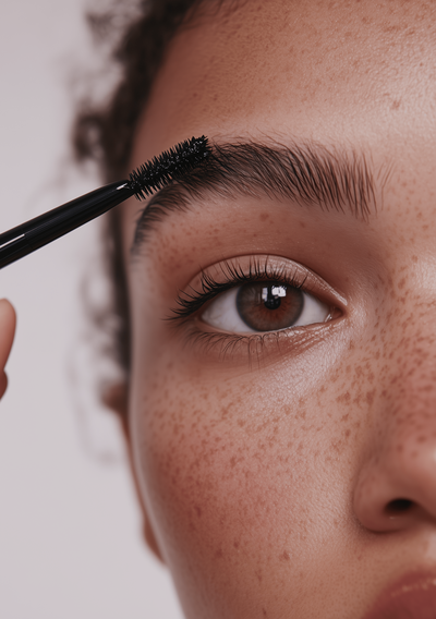 Woman Brushing Eyebrows