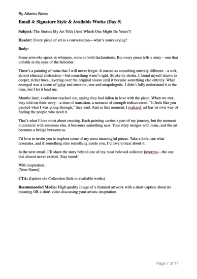 Screenshot of Email 4 – The Collector’s Perspective email template. 