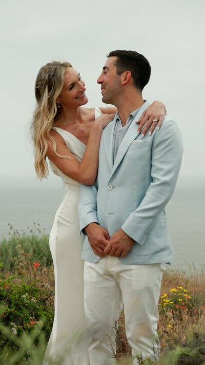 san diego wedding video still bride and groom on beach