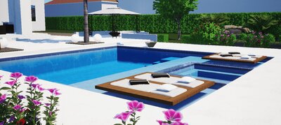 3D rendering of swimming pool and spa