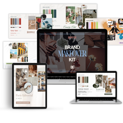 Brand Makeover Kit mockup featuring mood boards and design resources
