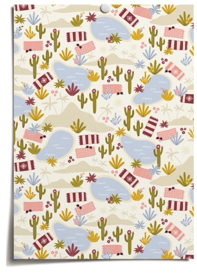 Palm Springs inspired pattern design from the Desert Dreams collection. Designed by Jen Pace Duran of Pace Creative Design Studio