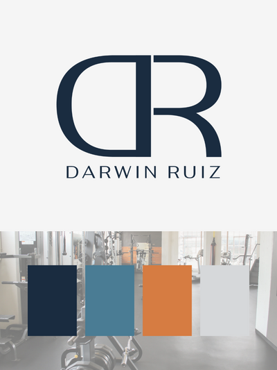 Fitness brand mark and full color palette displayed on a light background for a personal trainer brand identity.