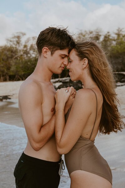 couple embracing on the beach