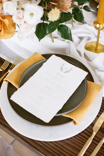 Romantic Green and Gold Wedding Tablescape