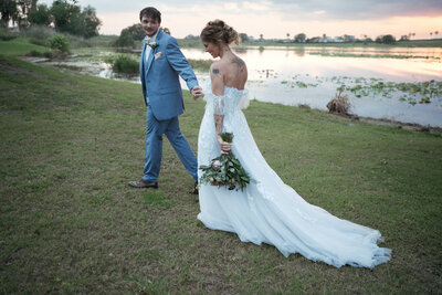 just married with sunset portraits taken at adams estate