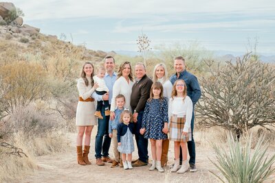 family posing in the arizona desert 