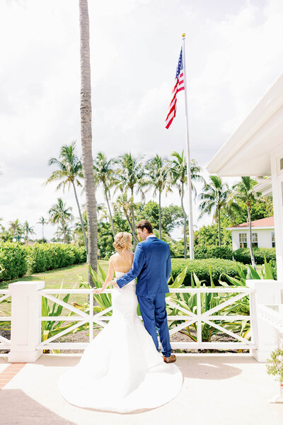 Couple looking at each other on their wedding day planned by Helena Elizabeth Events, a Tampa wedding planner