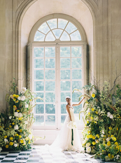 Chateau de Champlatreux Editorial-Yellow Wedding Florals-Paris-France-Destination Wedding-Samin Photography-1