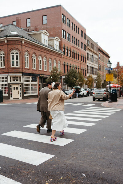 A couple walking around the Old Port Photographed by Hattie Mae Photography