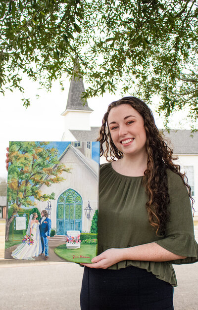 the folmar wedding venue in tyler texas live wedding painting by artist maura ehresman
