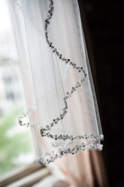 Closeup abstract photo of bride's veil