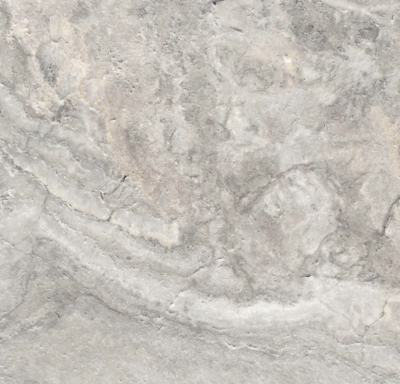 Gray paver with travertine.