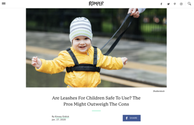 Insight on child safety leashes featured in Romper.