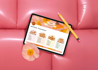 Notion studio dashboard for organization, notion life planner for business owners, graphic designers, brand designers, and creatives