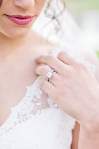 Up-close shot of a bride at the Magnolia Plantation and Gardens by Karen Schanely