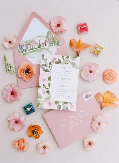 Wildflower inspired wedding invitation