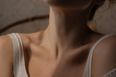 Close up of a woman's skin and neck
