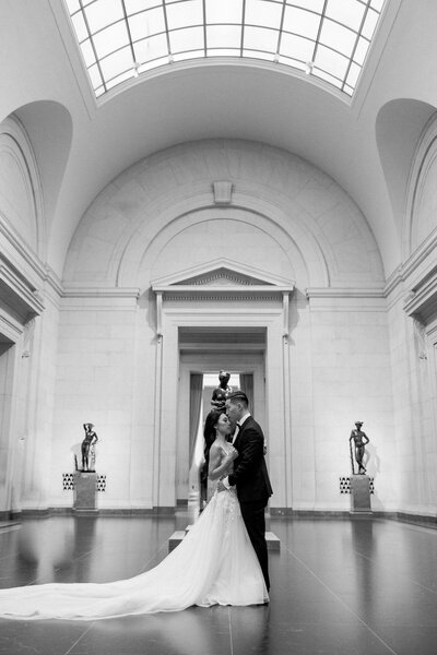 night time photo of bride and groom