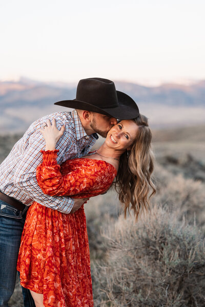 Romantic snowy engagement session in Montana