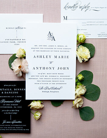 Black and White Modern Wedding Invitations
