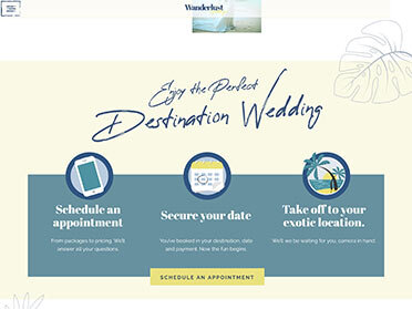 Appointment slideshow mobile website Wanderlust Weddings The Template Emporium