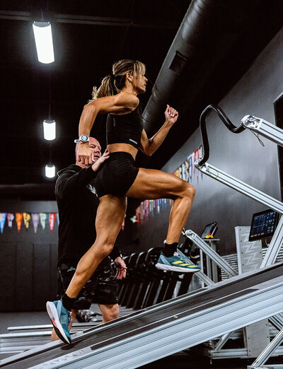 Kaela Edwards, pro runner, runs on a Z-tread at Kula Sports Performance.