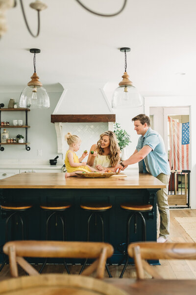family in their kitchen