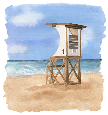 Watercolor Lifeguard Stand by Dear Kathryn