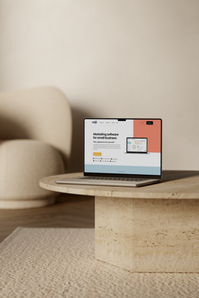 Notebook displaying a mockup wedsite.
