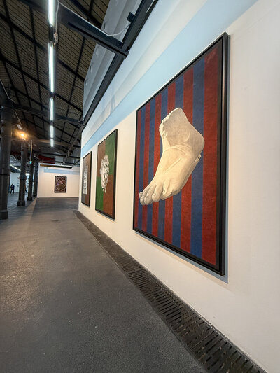 Temporary art gallery displayed at Ex Mattatoio in Rome, Italy