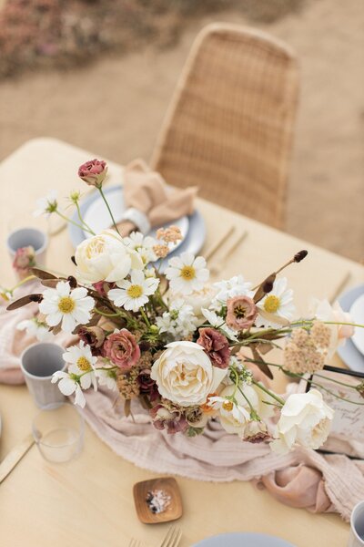 Floral arrangement at a coastal Big Sur wedding