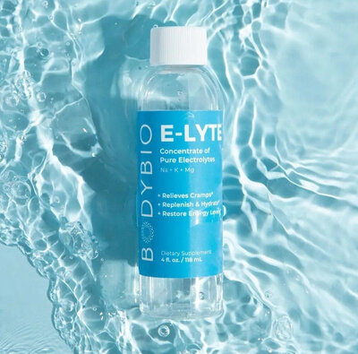 BodyBio E-Lyte Electrolyte Concentrate to support hydration, energy and muscle function.