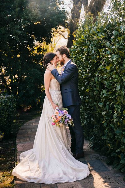 Couple sharing an intimate moment during their wedding in Las Vegas.