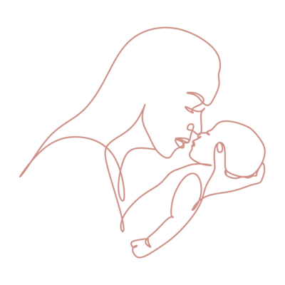 Illustration single-line d'un bébé dans les bras d'une femme