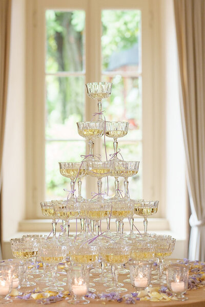 photo of a champagne tower taken by San Diego wedding photographer