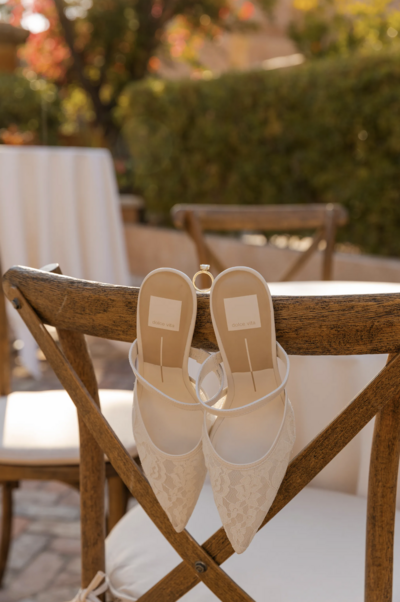 detail shots of brides shoes and ring at wedding in arizona