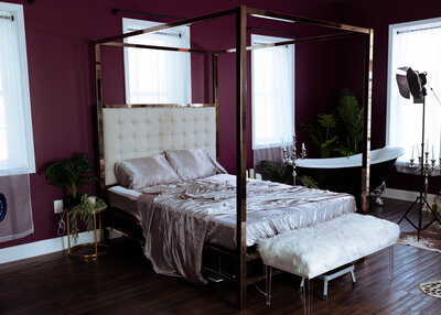 boudoir studio in elkridge md with bed set