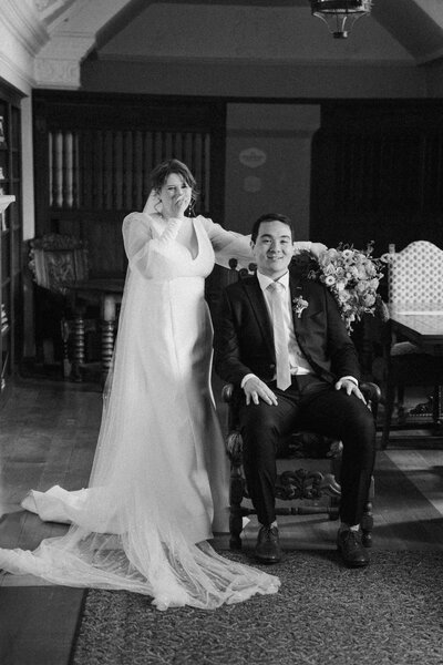 Kellen and Paul sharing a toast during their wedding reception in New York City.