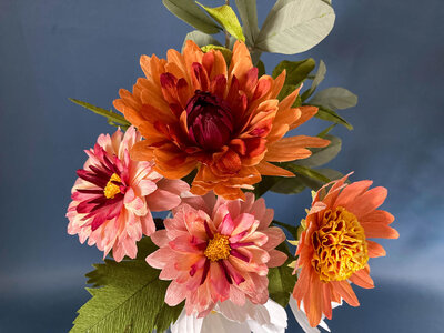 Chrysanthemums in warm colours