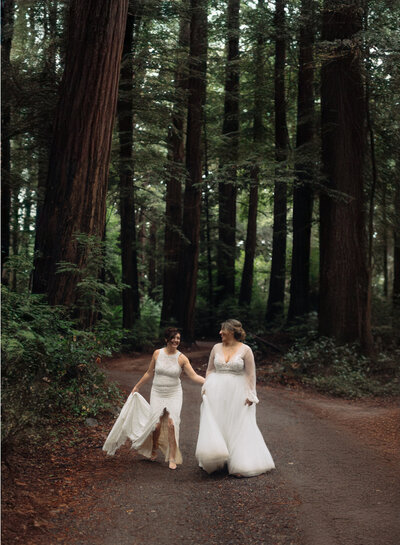An editorial portrait of the bride and groom during their garden intimate wedding at Filoli Gardens in the Bay Area.