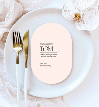 Big Love menu in white waves, with peach, double-sided