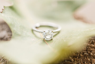 close up of diamond engagement ring