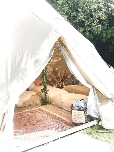Glamping party tent opening