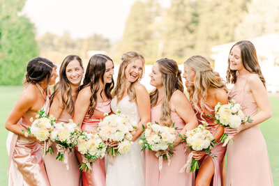 bride and bridesmaids wedding photos by Joni Loraine Photography