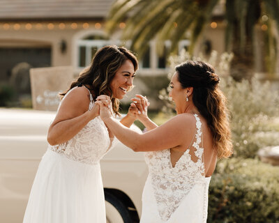 brides reaction during first look on wedding day